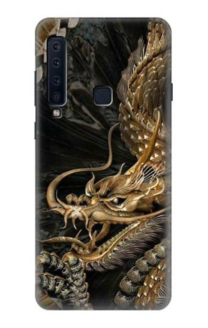 W0426 Gold Dragon Hard Case and Leather Flip Case For Samsung Galaxy A9 (2018), A9 Star Pro, A9s
