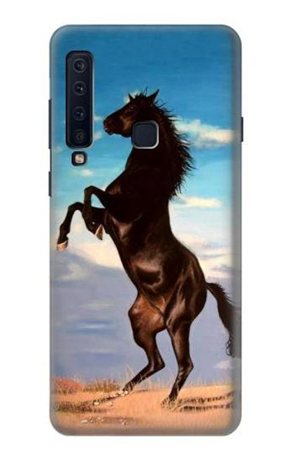 W0934 Wild Black Horse Hard Case and Leather Flip Case For Samsung Galaxy A9 (2018), A9 Star Pro, A9s