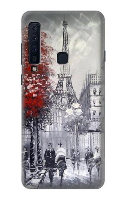 W1295 Eiffel Painting of Paris Hard Case and Leather Flip Case For Samsung Galaxy A9 (2018), A9 Star Pro, A9s