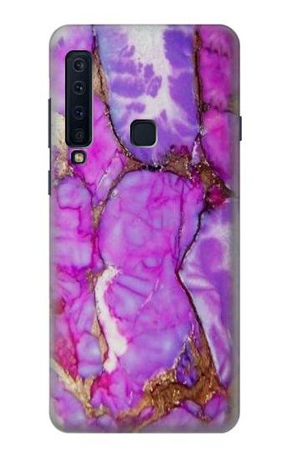 W2907 Purple Turquoise Stone Hard Case and Leather Flip Case For Samsung Galaxy A9 (2018), A9 Star Pro, A9s