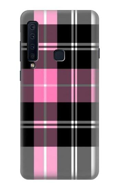 W3091 Pink Plaid Pattern Hard Case and Leather Flip Case For Samsung Galaxy A9 (2018), A9 Star Pro, A9s