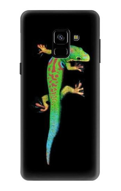 W0125 Green Madagascan Gecko Hard Case and Leather Flip Case For Samsung Galaxy A8 (2018)