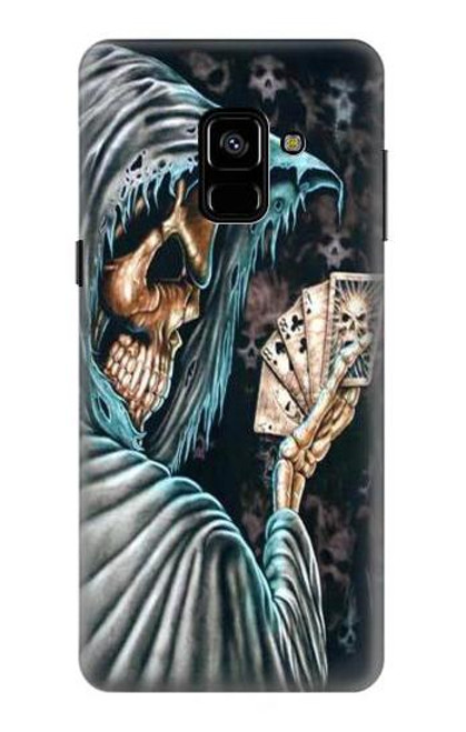 W0748 Grim Reaper Death Poker Hard Case and Leather Flip Case For Samsung Galaxy A8 (2018)