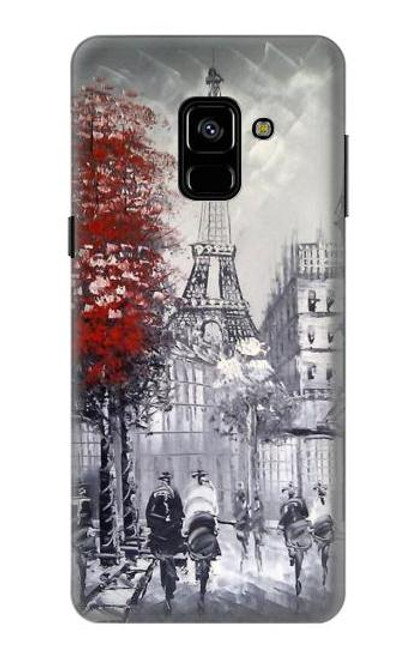 W1295 Eiffel Painting of Paris Hard Case and Leather Flip Case For Samsung Galaxy A8 (2018)