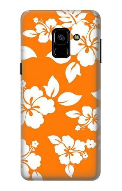 W2245 Hawaiian Hibiscus Orange Pattern Hard Case and Leather Flip Case For Samsung Galaxy A8 (2018)