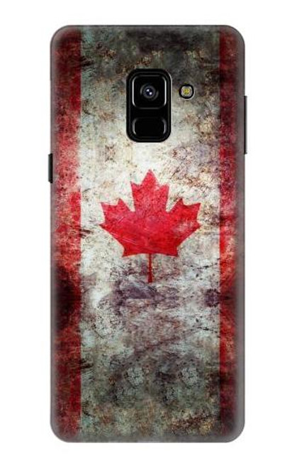 W2490 Canada Maple Leaf Flag Texture Hard Case and Leather Flip Case For Samsung Galaxy A8 (2018)