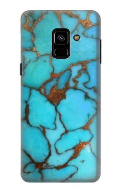 W2685 Aqua Turquoise Gemstone Graphic Printed Hard Case and Leather Flip Case For Samsung Galaxy A8 (2018)