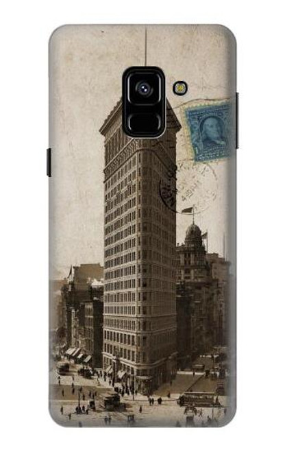 W2832 New York 1903 Flatiron Building Postcard Hard Case and Leather Flip Case For Samsung Galaxy A8 (2018)