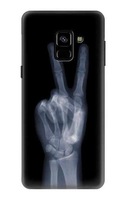 W3101 X-ray Peace Sign Fingers Hard Case and Leather Flip Case For Samsung Galaxy A8 (2018)