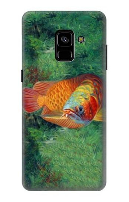 W1157 Red Arowana Fish Hard Case and Leather Flip Case For Samsung Galaxy A8 Plus (2018)