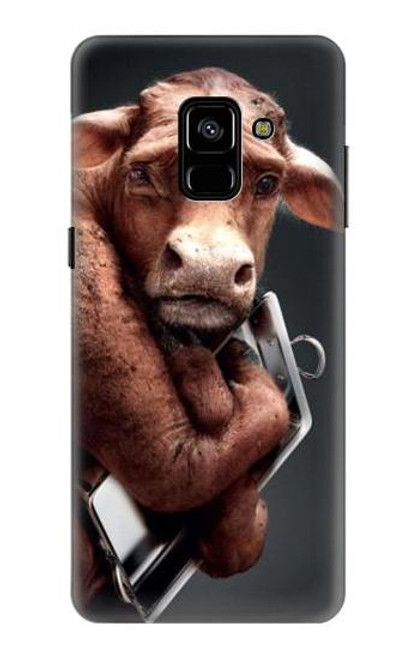 W1271 Crazy Cow Hard Case and Leather Flip Case For Samsung Galaxy A8 Plus (2018)