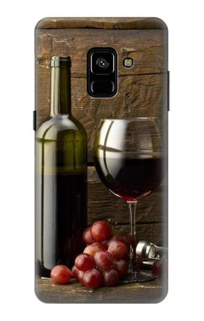 W1316 Grapes Bottle and Glass of Red Wine Hard Case and Leather Flip Case For Samsung Galaxy A8 Plus (2018)