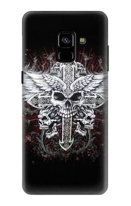 W1434 Skull Wing Tattoo Biker Hard Case and Leather Flip Case For Samsung Galaxy A8 Plus (2018)