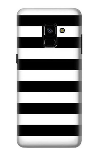 W1596 Black and White Striped Hard Case and Leather Flip Case For Samsung Galaxy A8 Plus (2018)