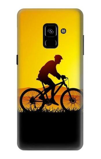 W2385 Bicycle Bike Sunset Hard Case and Leather Flip Case For Samsung Galaxy A8 Plus (2018)