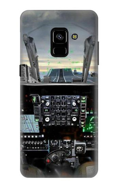 W2435 Fighter Jet Aircraft Cockpit Hard Case and Leather Flip Case For Samsung Galaxy A8 Plus (2018)