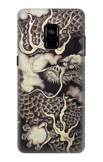 W2719 Japan Painting Dragon Hard Case and Leather Flip Case For Samsung Galaxy A8 Plus (2018)
