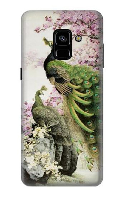 W2773 Peacock Chinese Brush Painting Hard Case and Leather Flip Case For Samsung Galaxy A8 Plus (2018)