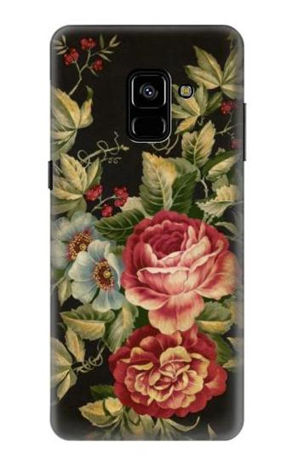 W3013 Vintage Antique Roses Hard Case and Leather Flip Case For Samsung Galaxy A8 Plus (2018)