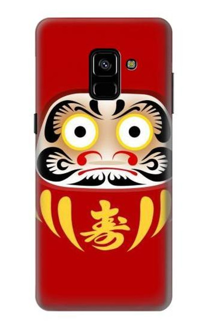 W3045 Japan Good Luck Daruma Doll Hard Case and Leather Flip Case For Samsung Galaxy A8 Plus (2018)