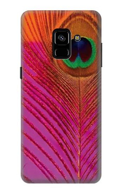 W3201 Pink Peacock Feather Hard Case and Leather Flip Case For Samsung Galaxy A8 Plus (2018)