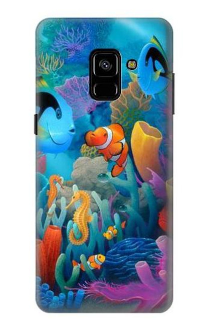 W3227 Underwater World Cartoon Hard Case and Leather Flip Case For Samsung Galaxy A8 Plus (2018)