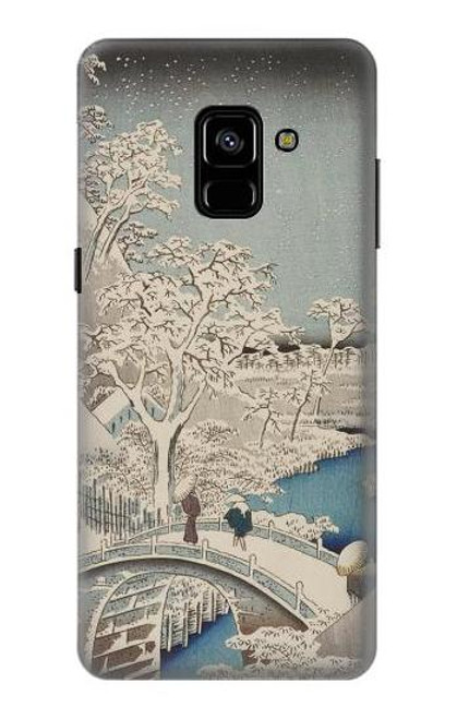 W3350 Utagawa Hiroshige Drum Bridge Yuhi Hill in Meguro Hard Case and Leather Flip Case For Samsung Galaxy A8 Plus (2018)