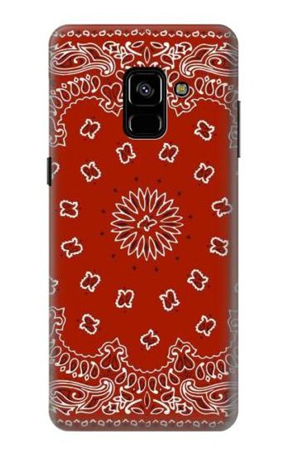 W3355 Bandana Red Pattern Hard Case and Leather Flip Case For Samsung Galaxy A8 Plus (2018)