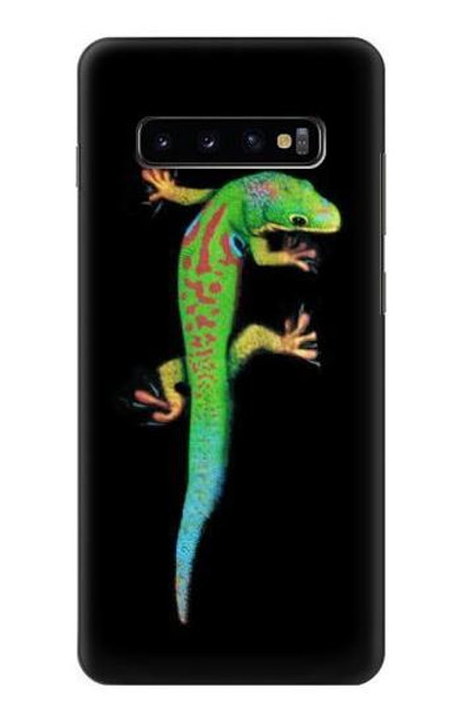 W0125 Green Madagascan Gecko Hard Case and Leather Flip Case For Samsung Galaxy S10 Plus