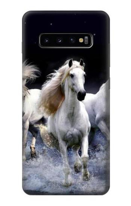 W0246 White Horse Hard Case and Leather Flip Case For Samsung Galaxy S10 Plus