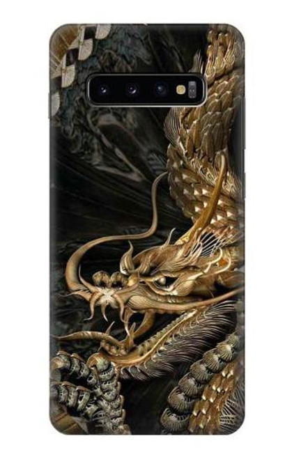 W0426 Gold Dragon Hard Case and Leather Flip Case For Samsung Galaxy S10 Plus