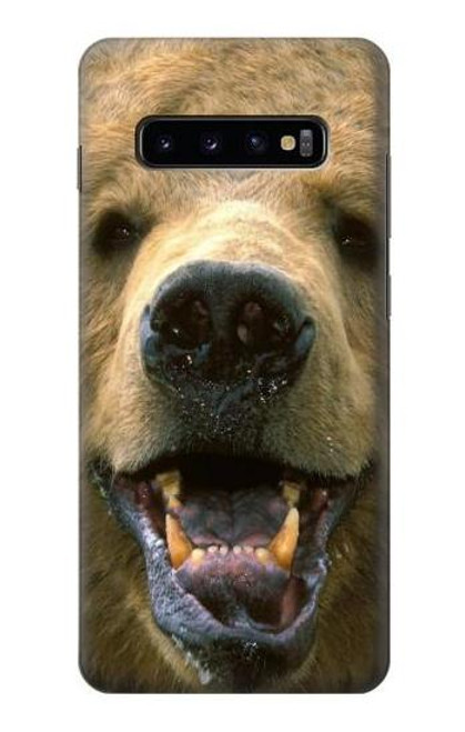 W0840 Grizzly Bear Face Hard Case and Leather Flip Case For Samsung Galaxy S10 Plus