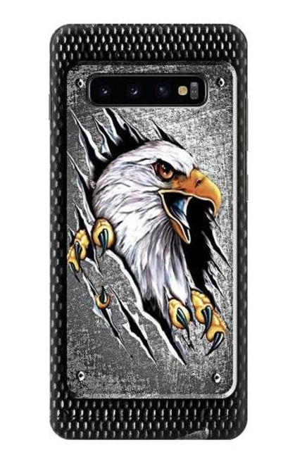 W0855 Eagle Metal Hard Case and Leather Flip Case For Samsung Galaxy S10 Plus