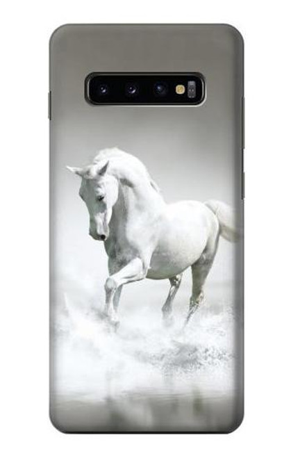 W0932 White Horse Hard Case and Leather Flip Case For Samsung Galaxy S10 Plus