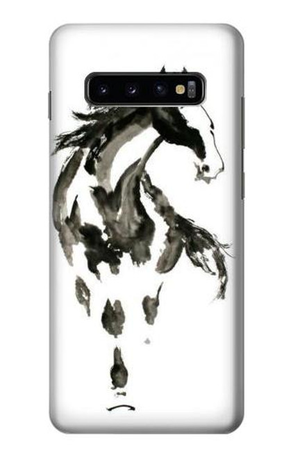 W1031 Horse Paintbrush Hard Case and Leather Flip Case For Samsung Galaxy S10 Plus