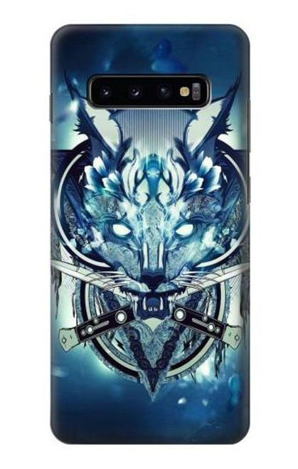 W1135 Wolf with knives Rock Hard Case and Leather Flip Case For Samsung Galaxy S10 Plus