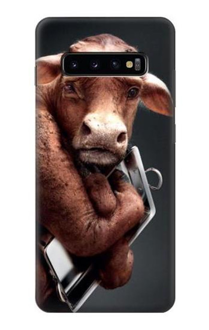 W1271 Crazy Cow Hard Case and Leather Flip Case For Samsung Galaxy S10 Plus