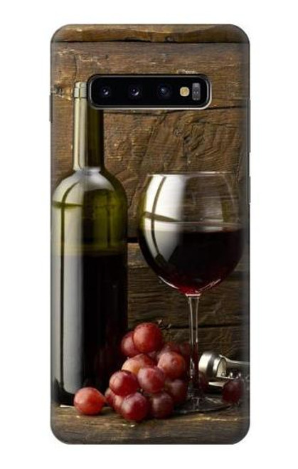 W1316 Grapes Bottle and Glass of Red Wine Hard Case and Leather Flip Case For Samsung Galaxy S10 Plus