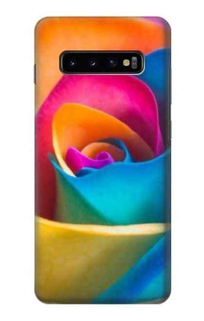 W1671 Rainbow Colorful Rose Hard Case and Leather Flip Case For Samsung Galaxy S10 Plus