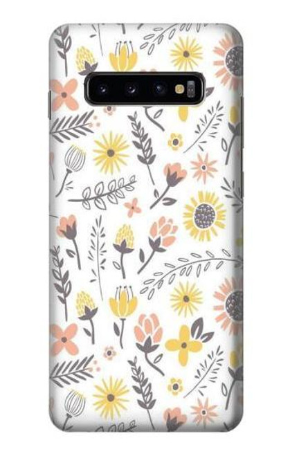 W2354 Pastel Flowers Pattern Hard Case and Leather Flip Case For Samsung Galaxy S10 Plus