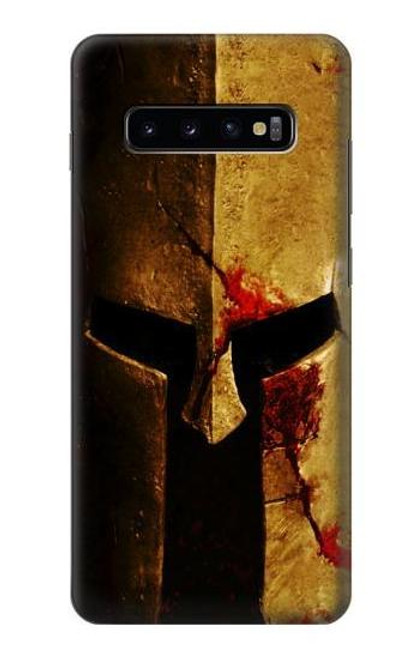 W2439 Warrior Spartan Helmet Hard Case and Leather Flip Case For Samsung Galaxy S10 Plus