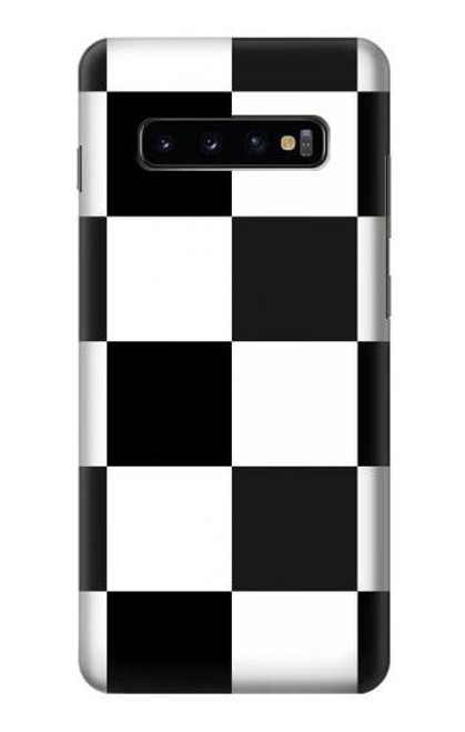 W2492 Black and White Check Hard Case and Leather Flip Case For Samsung Galaxy S10 Plus