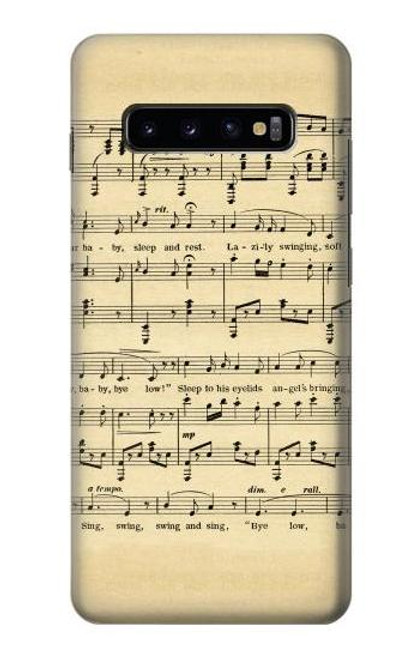 W2504 Vintage Music Sheet Hard Case and Leather Flip Case For Samsung Galaxy S10 Plus