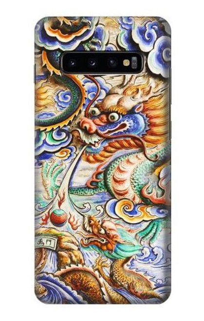 W2584 Traditional Chinese Dragon Art Hard Case and Leather Flip Case For Samsung Galaxy S10 Plus