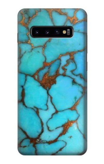 W2685 Aqua Turquoise Gemstone Graphic Printed Hard Case and Leather Flip Case For Samsung Galaxy S10 Plus