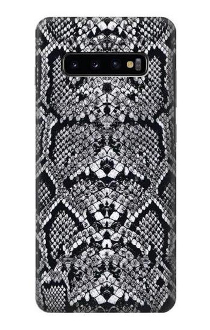 W2855 White Rattle Snake Skin Graphic Printed Hard Case and Leather Flip Case For Samsung Galaxy S10 Plus