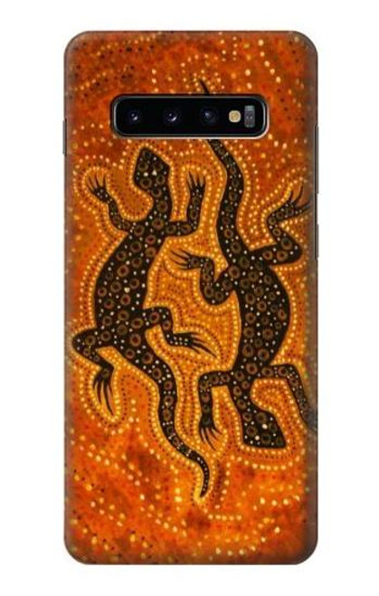 W2901 Lizard Aboriginal Art Hard Case and Leather Flip Case For Samsung Galaxy S10 Plus