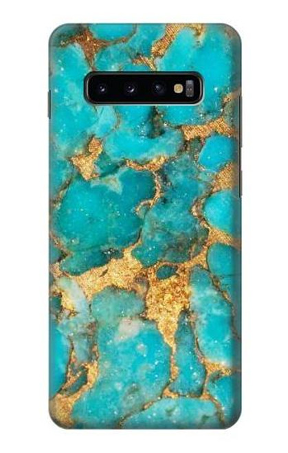 W2906 Aqua Turquoise Stone Hard Case and Leather Flip Case For Samsung Galaxy S10 Plus