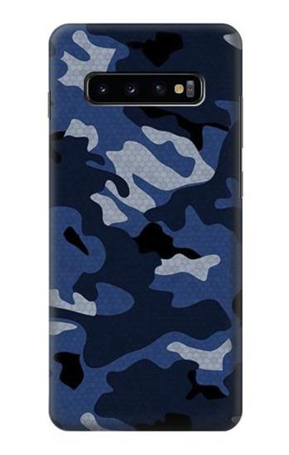 W2959 Navy Blue Camo Camouflage Hard Case and Leather Flip Case For Samsung Galaxy S10 Plus