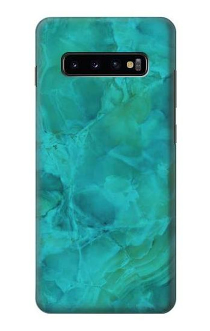 W3147 Aqua Marble Stone Hard Case and Leather Flip Case For Samsung Galaxy S10 Plus